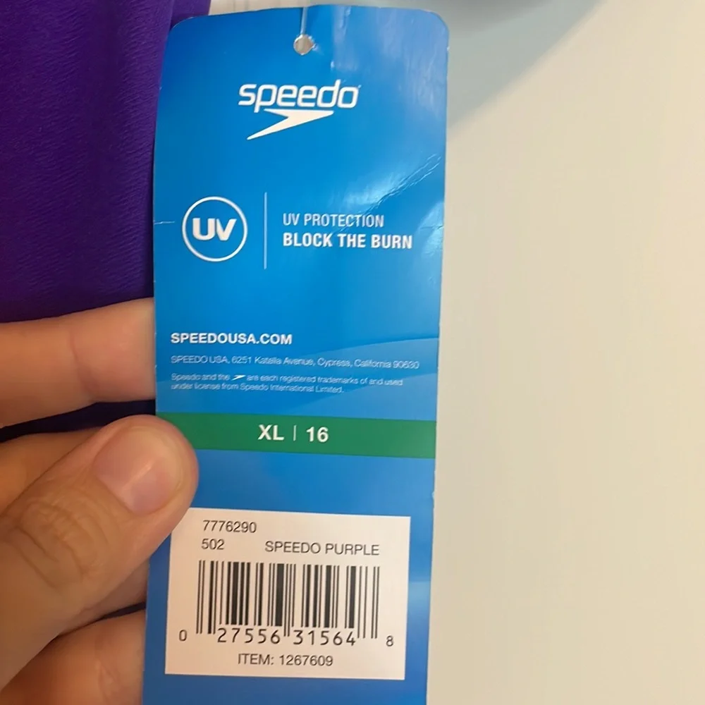 Speedo Purple swim tee Sz XL (16) NWT